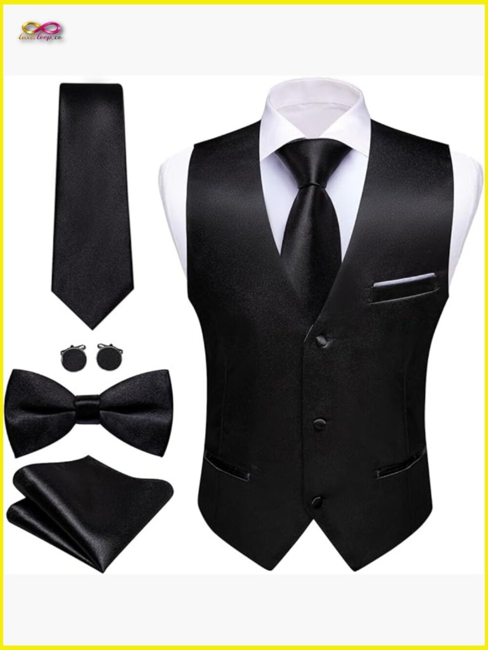 Slim Fit Formal Vest Set Classic Elegant Business Wedding Party Wear